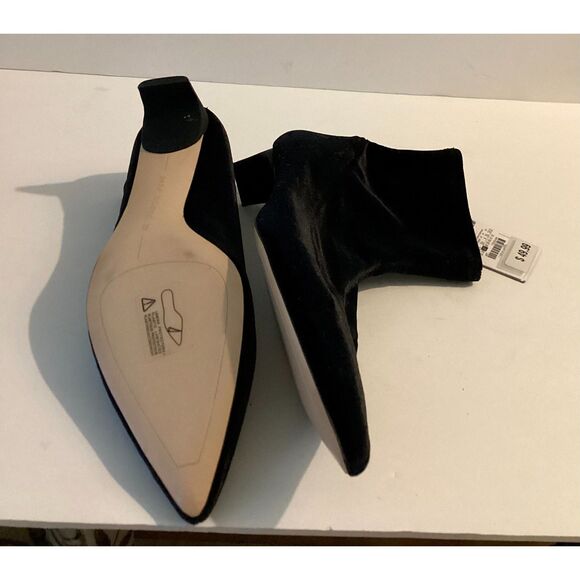 NWT Zara Black Velvet Pointed Toe Kitten Heel Ankle Boot 37 - Picture 6 of 7